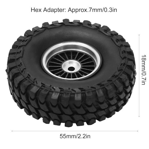 4 st RC-fordonshjul och däck set 55 mm aluminiumlegering fram- och bakhjul för AXIAL SCX24 1/24 RC-bil CrawlerBlack