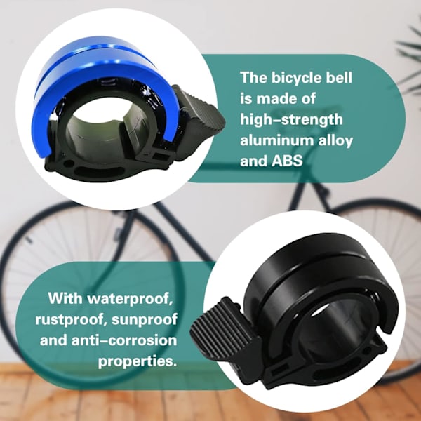 Set med 2 Jormftte cykelklockor, osynlig Q-design, tydligt ljud 90dB, aluminium, svart