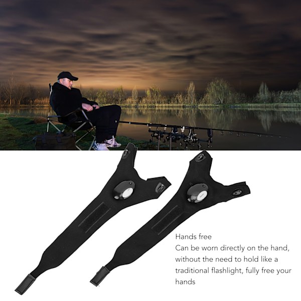 1 par LED-ficklampa handskar batteridrivna halvfinger handsfree ficklampa handskar för fiske vandring camping svart