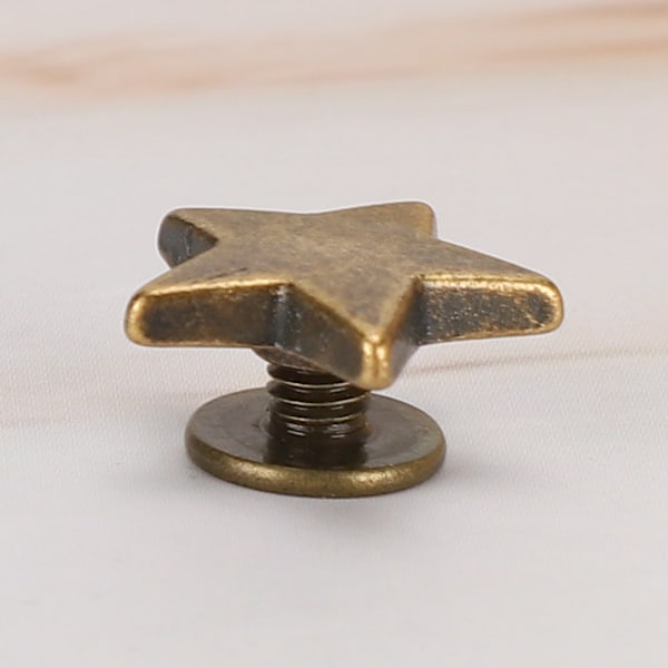 50 set stjärnformade nitar 12MM platta skruvkläder tillbehör anti-korrosion zinklegering (brons)