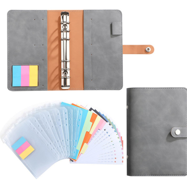 A6 Binder Läder Anteckningsbok-YMX-003-Ljusgrå