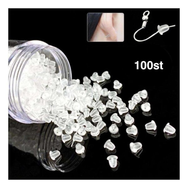 Latex Earring Backs – 100pcs, Nickel-Free & Transparent (4x3.5mm)