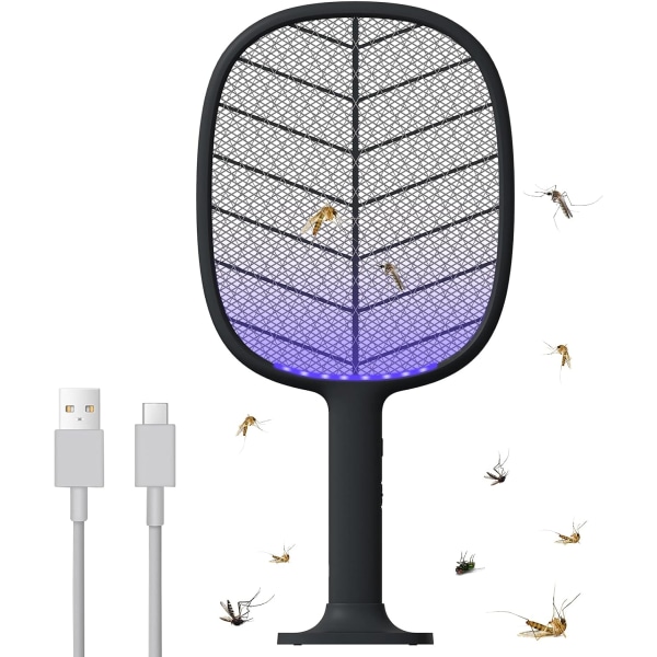 Bärbar handhållen Bug Zapper-racket för inomhusbruk utomhus, USB -uppladdningsbar elektrisk flugsmällare för fluga, insekter, skadedjur, insekter, myggdödare, stor