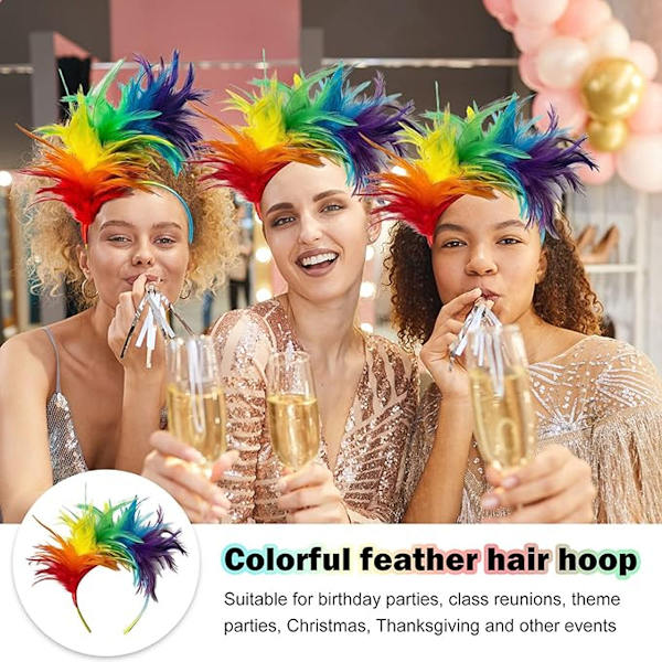 Dilunave Färgglad Fjäder Hårband Fascinator Hårband Cosplay Hårband Karneval Fest Hårprydnad Regnbåge Fjäder Hårband Fjäder Huvudbonad Kostym