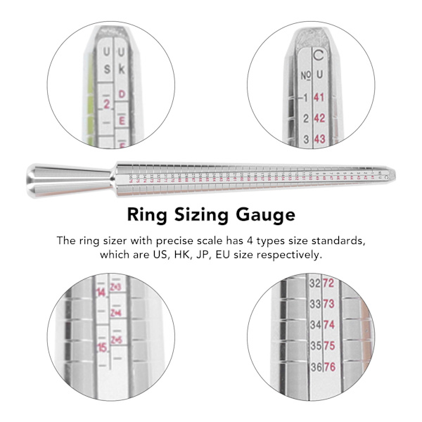 Ringstorleksset Aluminium Fingerstorleksmätare Polerings Trämandrel Gummihammare US Storlek Ringsats för Smyckestillverkning
