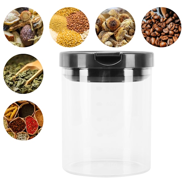 Lufttät Förslutning Klar Glasbehållare, Vakuumbehållare för Färska Ingredienser, Multifunktionell Förvaring med Bred Öppning för Ditt Kök (600ml)