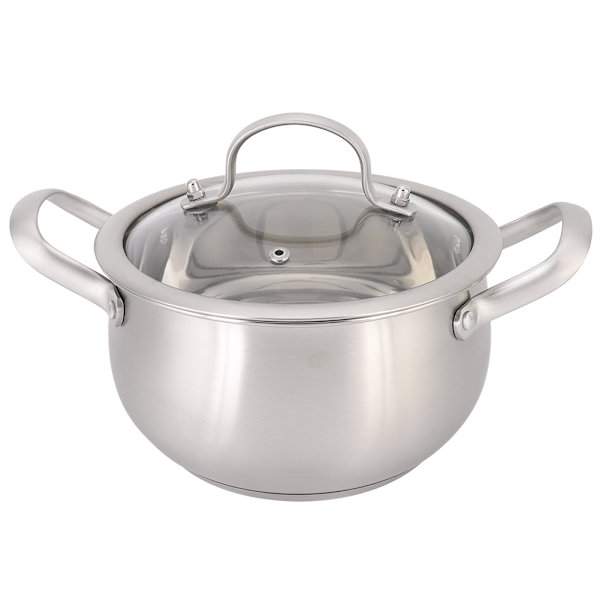 Rostfritt stål mjölkkanna Dubbel öra soppkruka Soppkokare Varm gryta Matlagningskruka Set 18cm