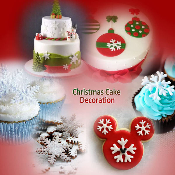 6PCS Snöflinga Kakformar Dekorera Fondant Präglingsverktyg Snöflinga Plunger Kakskärare