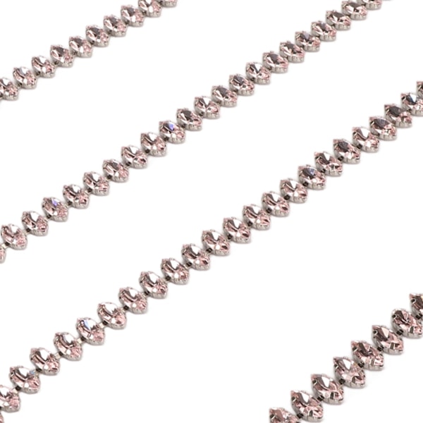 Rhinestone Klokedja 1 Yard Lång Glittrande Elegant Mångsidig Rhinestone Rem för Smycken Kläder DIY Rosa