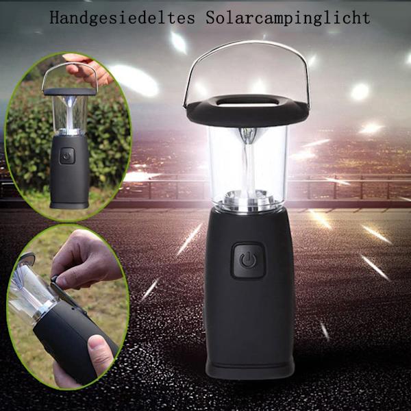 Campinglampa solvev, handvevlampa, LED camping handvevlykta USB laddningsbar handhållen lampa | Dynamolampa | Powerbank | 3 ljusstyrkeinställningar för fiske