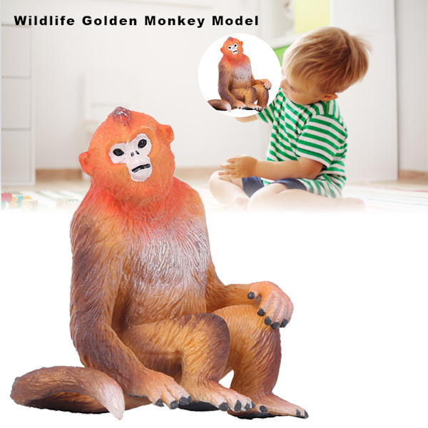 Simulering Vilda Golden Monkey Modell Prydnader Skrivbordsdekoration Barnleksak Golden Monkey Modell