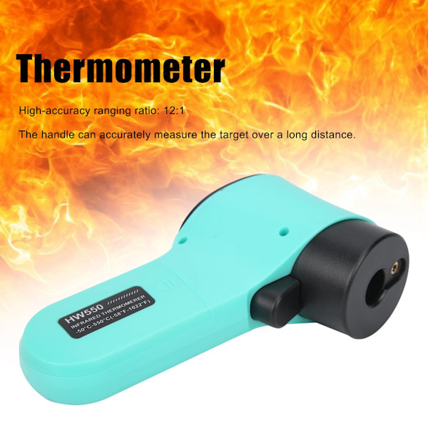 Temperaturmätare utan kontakt, infraröd, bärbar handhållen termometer HW550 (Grön)