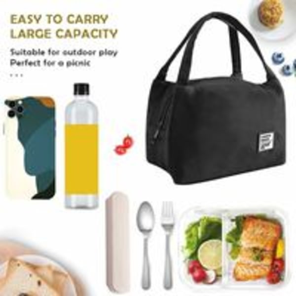 Isolerad lunchväska, bärbar isolerad lunchväska lunchväska picknickmåltidsväska isolerad vattentät canvasfickväska för damer herr picknick skola