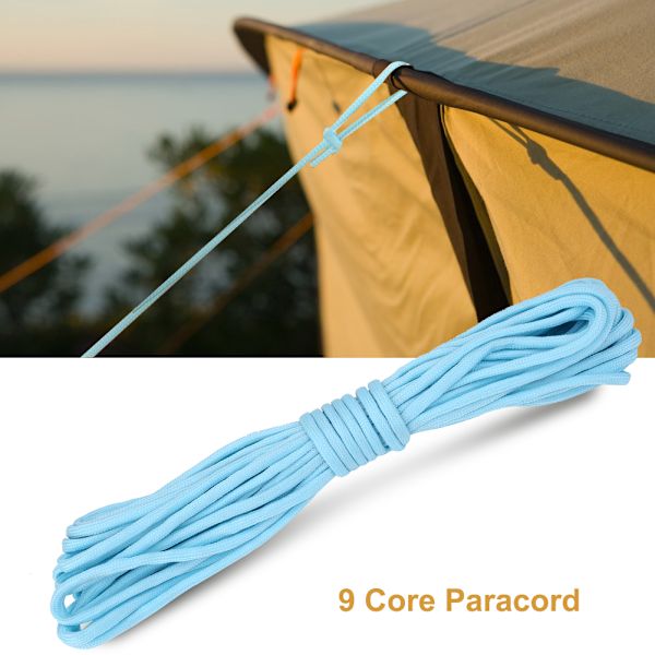Ljusstark Paracord-snöre Lanyard 9 Kärnor Utomhus Överlevnad Glöd i Mörkret Fallskärmsrep Blå