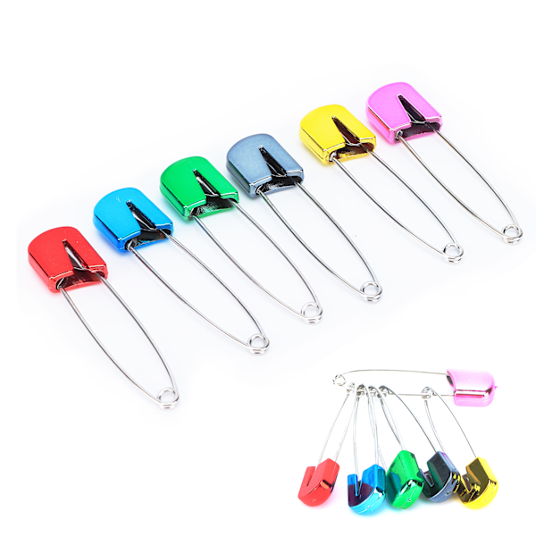 Assorterade färgade blöjnålar Säkerhetslåsande tygblöja Nappy sy stickning tyg nålar (slumpmässig färg) 6st 1#