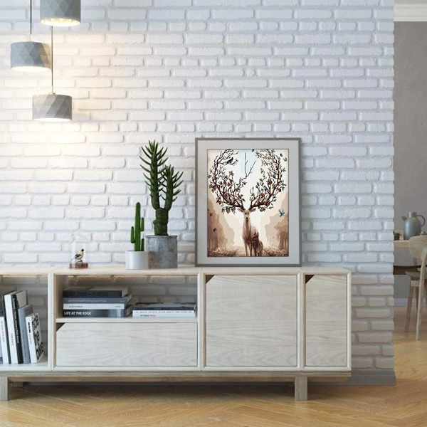 Nummerkonst, DIY-nummermålning av hjort, kreativa hobbymålningsset, måla efter nummer för barn/vuxna/seniorer, ramfri (40 x 50 cm)