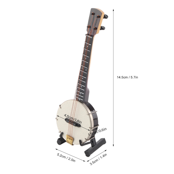 Miniatyr Banjo Modell Livsliknande Ytor Dockhus Tillbehör med Fäste Förvaringslåda för Presenter Leksaker Dekoration