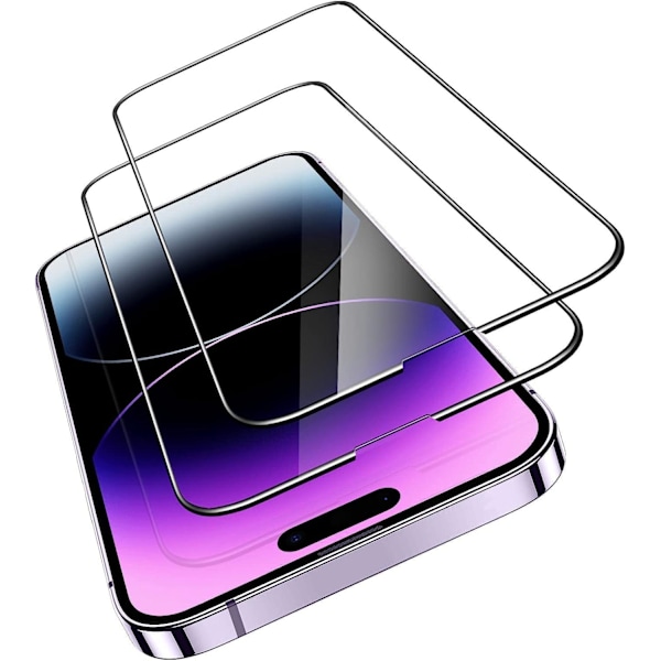 iPhone 15 2-Pack Heltäckande Skärmskydd i Härdat Glas Få ett heltäckande skydd för din iPhone 15 som skyddar mot repor, smuts och stötar.
