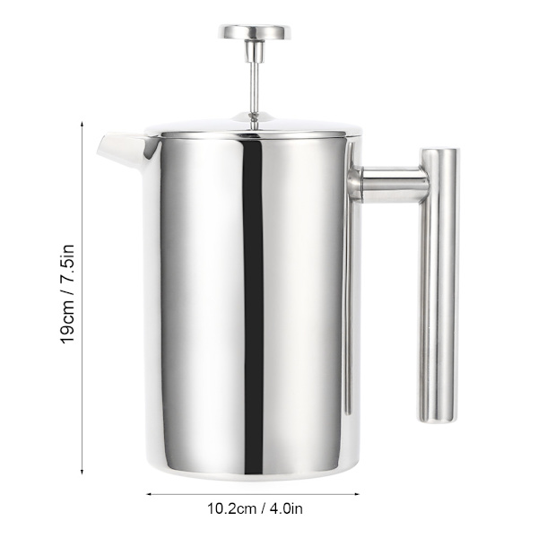 Multifunktionell 304 Rostfritt Stål Dubbeldäckad Kaffekanna Tekanna Kökstillbehör 800ml