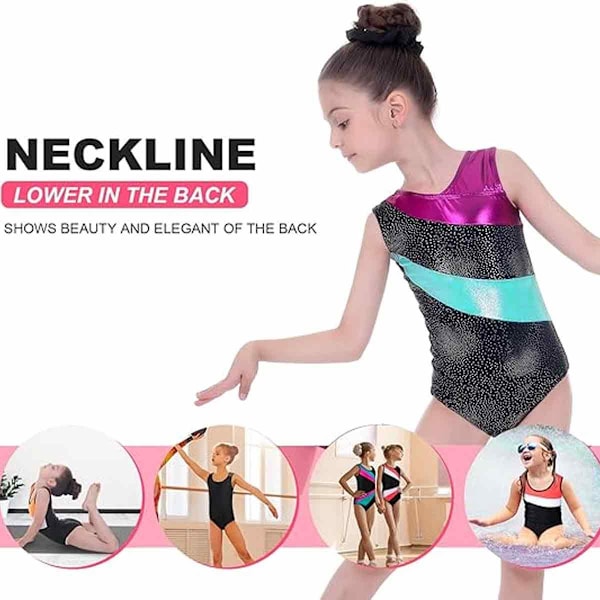 Flickor Sport Gymnastik Elastisk Bekväm Gymnastikdräkt Kläder Långärmad Dansdräkt (7-8 år)