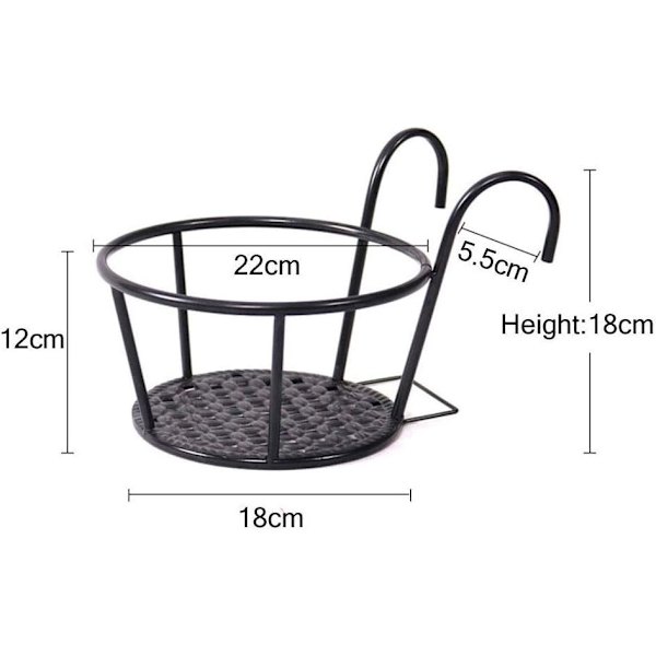 Hängande korgar i järnkonst, blomkrukahållare, 3-pack – perfekt för uteplats, balkong, veranda eller staketplanteringar, monteras, hängande växtkorg, svart