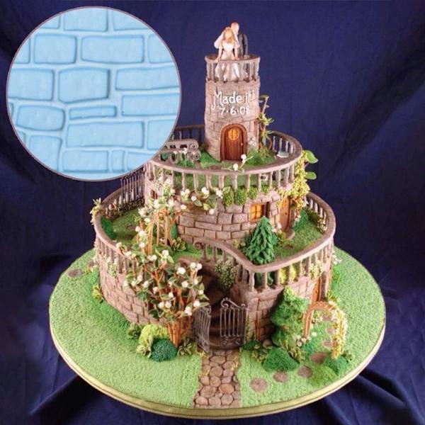 Fondant Präglingsmatta Textur Präglingsbakform Kakdekorationsgipsform Trädbark Tegelvägg Textur Dekoration för Kaktgränser 6 Stycken