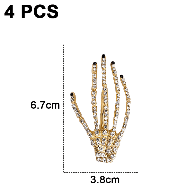 4st Kristallskelett Hands Bone Hårklämmor Zombie Skräckhår