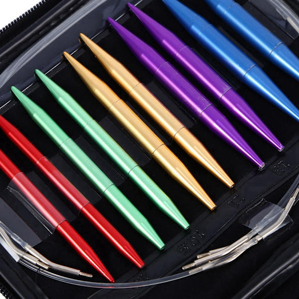 1 Set Utbytbart 13 Storlekar Rundstickor Set 3.0mm‑10mm med Fodral