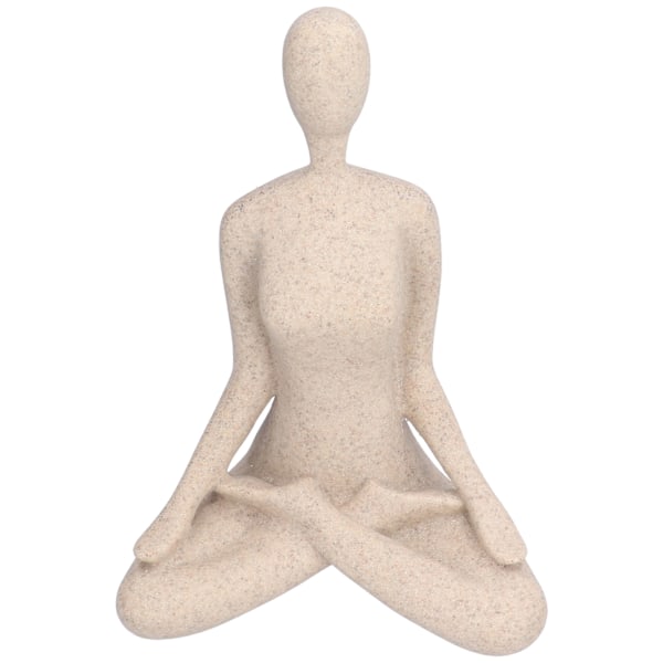 Abstrakt Tänkare Staty, Yoga Skulptur Med Unik Design Heminredning För Multi-Scenanvändning, Skrivbordsdekor I Harts I Sandstensfärg, Perfekt Gåva För