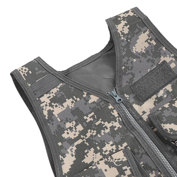 Barn utomhusväst barn kamouflage jacka väst med fickor för spel träning L 48cm / 18.9in