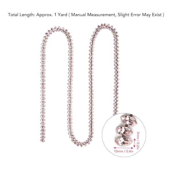 Rhinestone Klokedja 1 Yard Lång Glittrande Elegant Mångsidig Rhinestone Rem för Smycken Kläder DIY Rosa