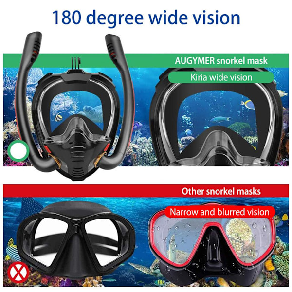 Snorkelglasögon Dubbla Rör Silikon Helt Torra Dykglasögon Simglasögon Dykglasögon Undervattensandningsapparat