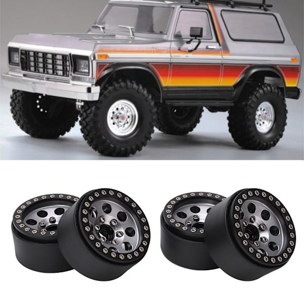 4 st 1,9 tum RC metallfälg Beadlock 8 runda hål fälgnav för Axial SCX10 90046 RC 1/10 bil titanfärg