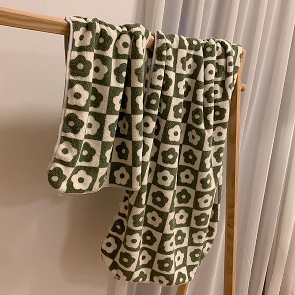 Rutigt Blomstermönster Mikrofibermaterial, Mjukt Fluffigt Tyg Vändbara Schackrutiga Badrumshanddukar, 2-Delars Set för Heminredning, Hållbara och Lättskötta