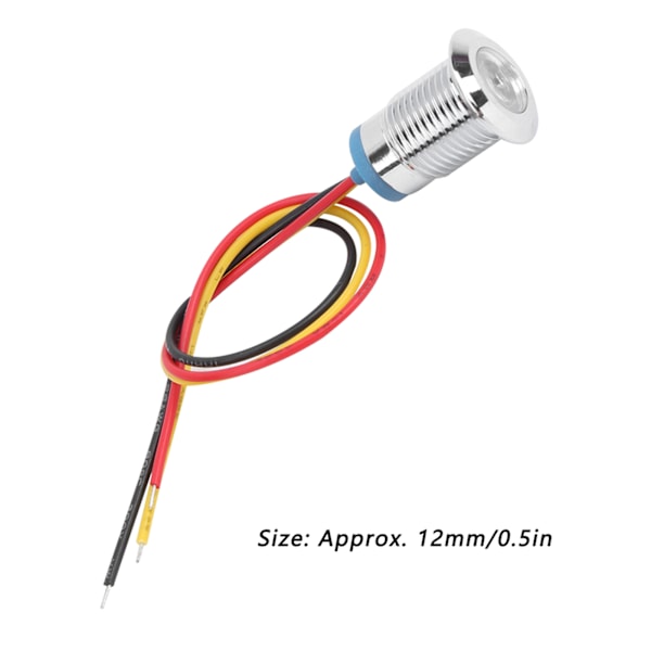 4 Set PreWired Runda LED-lampor Vattentäta Metall 2-färgsindikatorer Gemensam Katod 12mm 1224V (Röd och Gul)