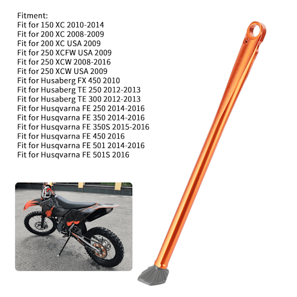 CNC Sidostöd i Aluminiumlegering med Fjädertillbehör Passar Husaberg FE 501 FE 250 FE 390 (Orange Stång Grå Fot)