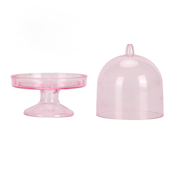 12 st Mini Tårtfat med Lock, Mini Tårtställ i Plast med Kupol, Klar Liten Tårtutställningsställ, Transparent Godisask för Bröllopsfest, Rosafärgad