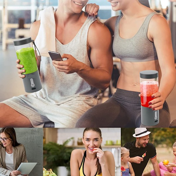 Personlig Blender för Smoothies, med Uppgraderade Rostfria Stålknivar och USB-Uppladdningsbart Batteri, Designad för Säker och Bekväm Mixning,