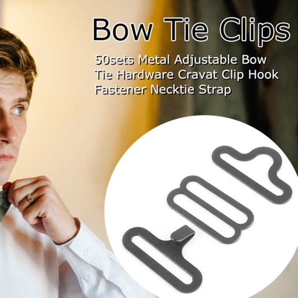 50 set metall justerbar fluga hårdvara Cravat klämma krok fäste slips rem