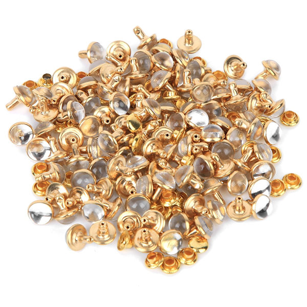 100 set 7,5 mm halvrunda dekorativa nitar DIY kläder väskor dekoration tillbehör (transparent)