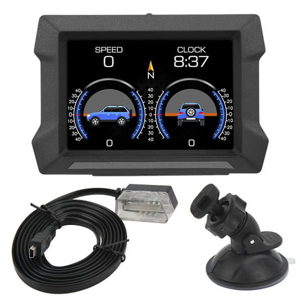 Universal Bil-HUD OBD2 GPS Mätare Display med Lutningsmätare Överhastighetsvarning för Fordon