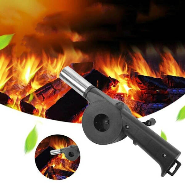 BBQ-fläkt luftblåsare snabb brandstartare bärbar mini manuell handvev för utomhus picknick camping matlagning grill kolgrillar spis tillbehör
