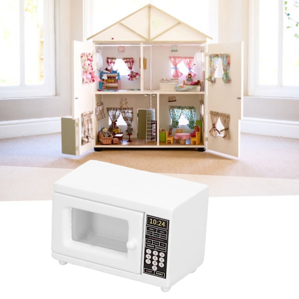 Mini Mikrovågsugn Modell 1:12 Simulering Liv Scen Vivid Delikat Miniatyr Dockhus Dekoration Tillbehör