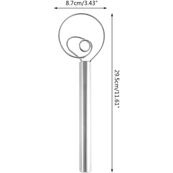 Danska vispar, rostfria köksvispar, set om två, för tjocka degar, bakverk, bröd, kakor.