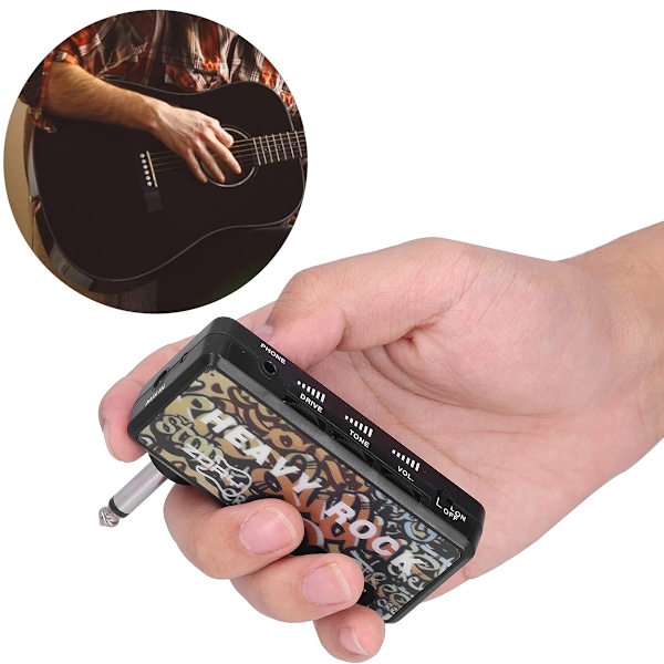 Portabla gitarr-effekter: Gitarrhörlursförstärkare, mini-gitarrförstärkare för tyst övning, heavy metal-toner justerbar distorsion volym