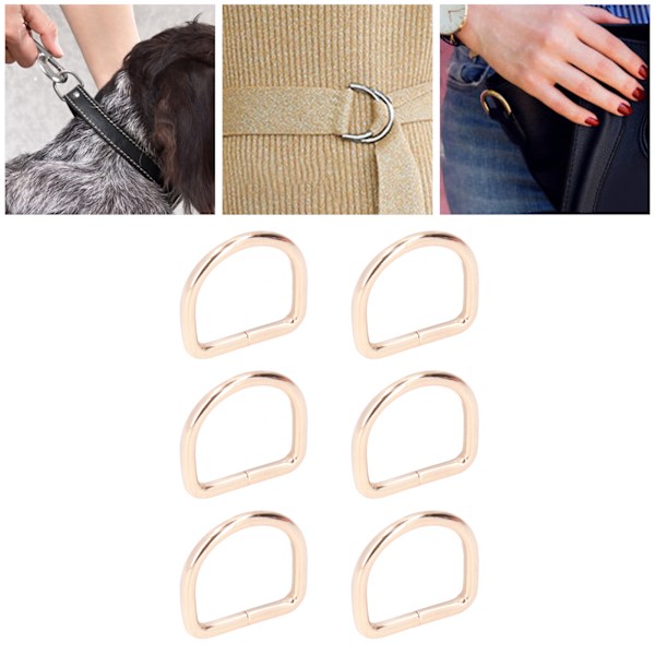 20 st metall D-ringar hållbara järn blekfri färg brett användningsområde utsökta D-ringar för DIY handväska ryggsäck gyllene 3x20x20mm