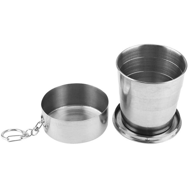 Fällbar kopp, hopfällbar kopp i rostfritt stål, portabel utomhus