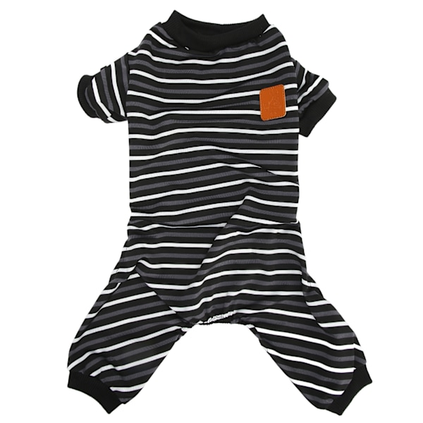 Hundpyjamas Varmt 4-benat Högt Krage Mjukt Stretchigt Randigt Valp Jumpsuit Sovkläder för Hem M