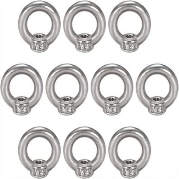 10 st lyftöglor M4 Honmutter 304 Rostfritt Stål Rund Form för Repfäste Pack (M4)