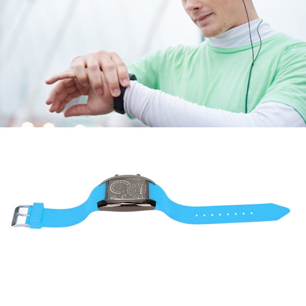 LED Elektronisk Klocka Klassisk Digitala Klockor Justerbar Racing Instrumentbräda Armbandsur Ljusblå Rem